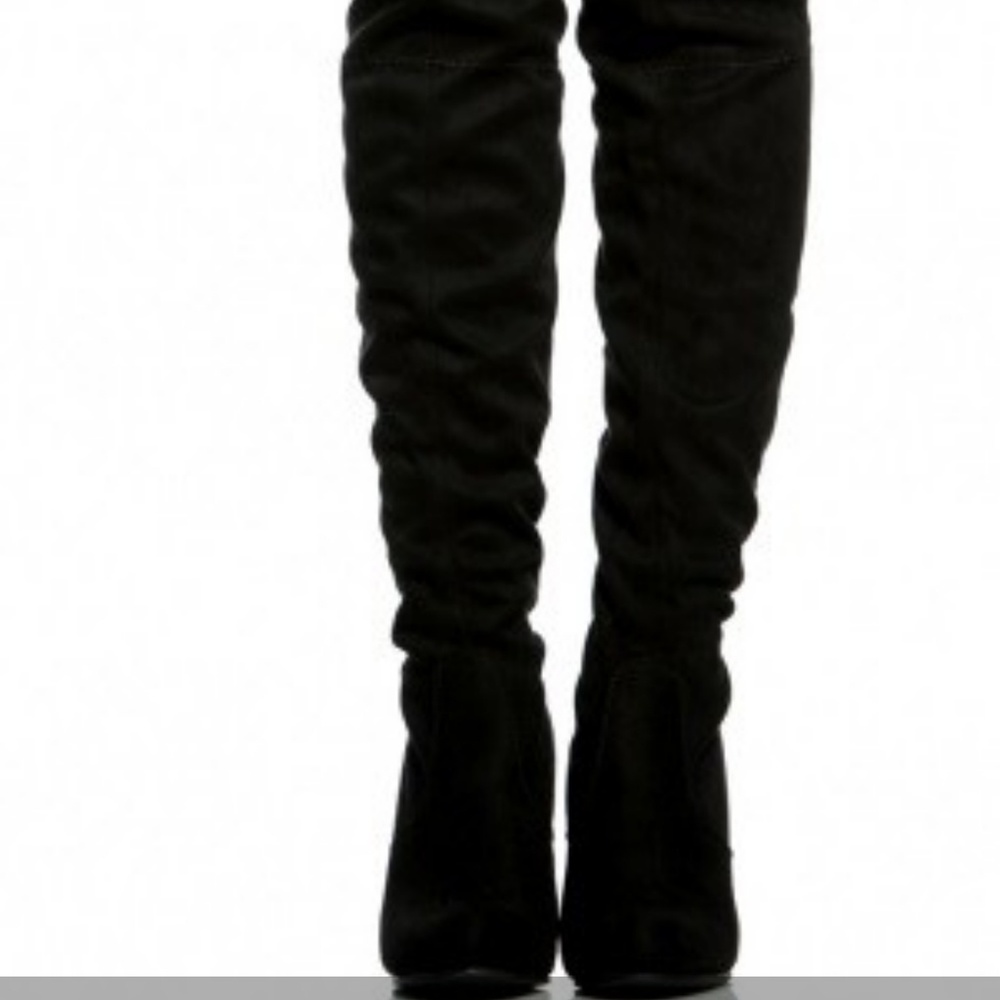 Host Pick! Over The Knee Black Faux Suede Boot - Picture 3 of 5